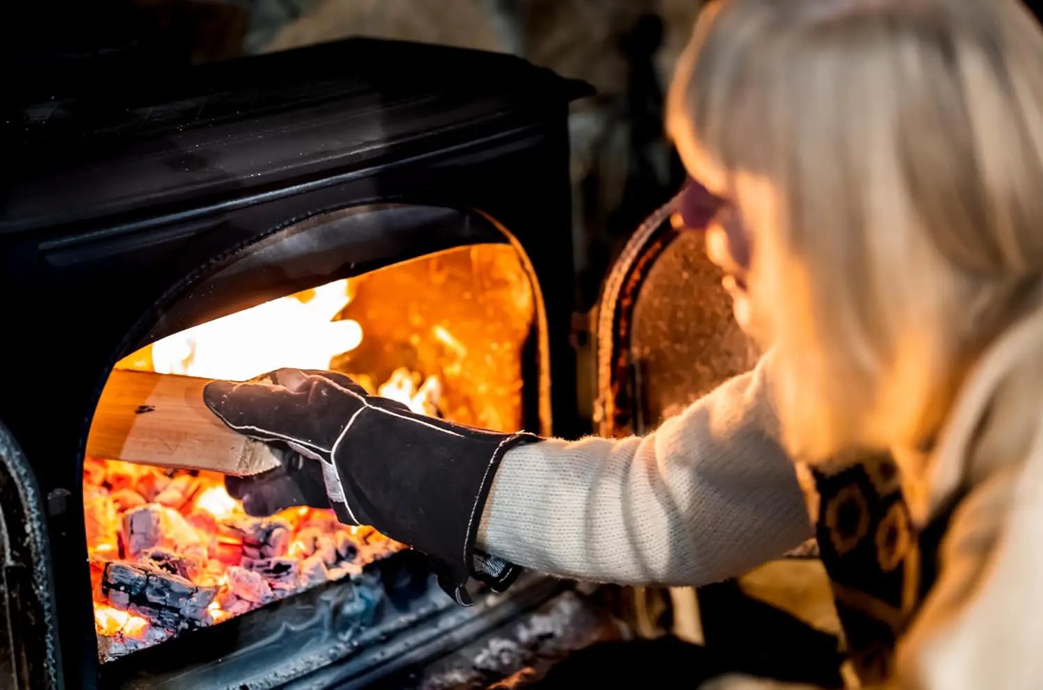 RAPICCA Fireplace Gloves Fire Heat Resistant: Black 14IN - Fireproof Leather for Fireplace Fire Pit Wood Stove Campfire Furnace BBQ Grill Oven Stick Mig Welding Welder Gear - Birthday Gift for men by GreenHaven Gardens