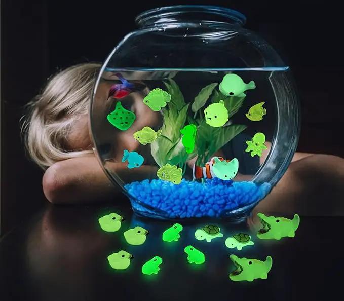 Luminous Tiny Resin Animals 300 Pcs Mini Animals Bulk Mini Resin Ducks Owls Tiny Frogs Pandas Small Rabbits Glow in The Dark for Miniature Garden Accessories Micro Landscape Aquarium Potted Decoration by GreenHaven Gardens
