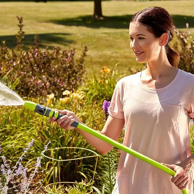 Eden Metal Adjustable 6-Pattern Mobile Rotary Gear Drive Garden Sprinkler Bundle with Flexzilla Garden Hose by GreenHaven Gardens