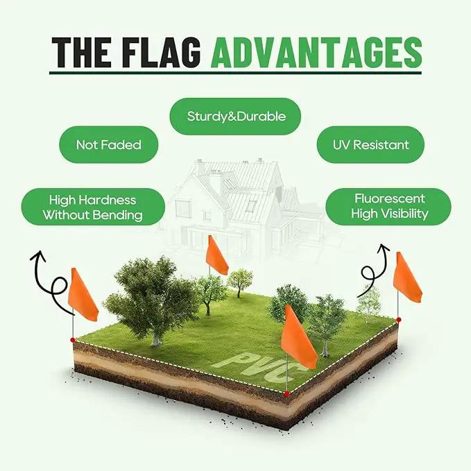 Zozen 50Pack Fluorescent Orange Marking Flags, Writable/15x4x5 Inch, Yard Flags for Lawn & Irrigation & Landscape & Sprinkler & Survey & Dog Training. by GreenHaven Gardens