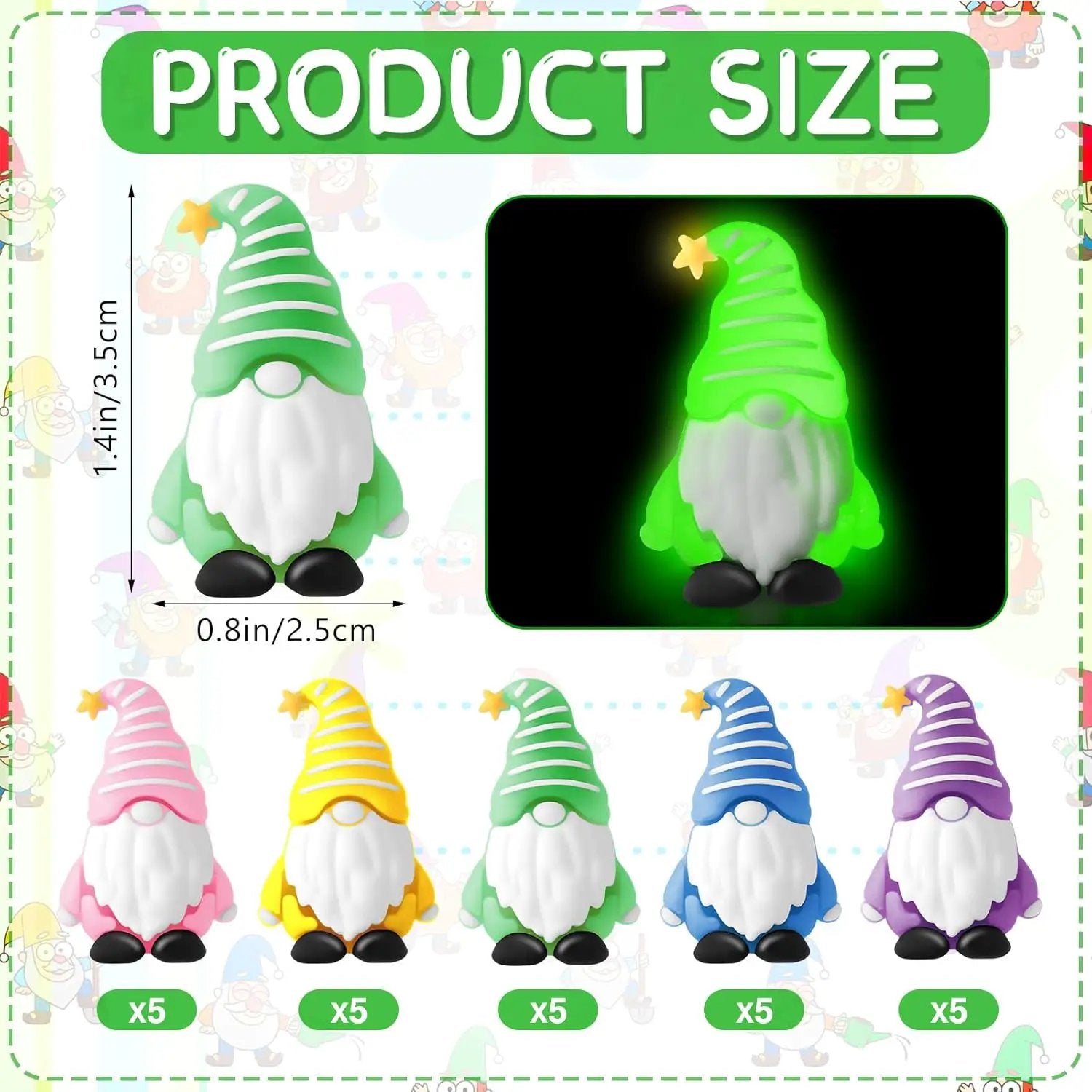 25 Pcs Luminous Mini Gnomes Figurines Fairy Glow in Dark Garden Miniature Gnome Figurines Decor Funny Poses Garden Yard Home Patio Lawn Backyard Hide See DIY Craft by GreenHaven Gardens