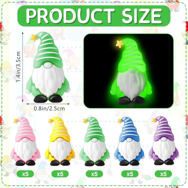 25 Pcs Luminous Mini Gnomes Figurines Fairy Glow in Dark Garden Miniature Gnome Figurines Decor Funny Poses Garden Yard Home Patio Lawn Backyard Hide See DIY Craft by GreenHaven Gardens