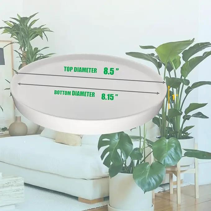 2 Pack Ceramic Plant Saucer Pot Tray 8 Inch, Planter Saucers 4 5 6 7 8 9 10 11 12 Inch for Indoors Outdoor, Durable Sturdy Flower Drainage Tray for Glazed Pots Base (8.5 Inch White) by GreenHaven Gardens