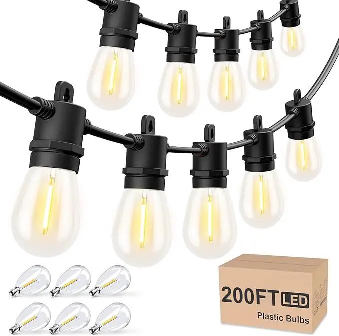 Svater Outdoor String Lights 200 FT, Patio Lights for Outside with Shatterproof LED Bulbs, Waterproof IP65 Commercial Hanging Light for Backyard Porch Balcony Bistro Party, 2700K by GreenHaven Gardens