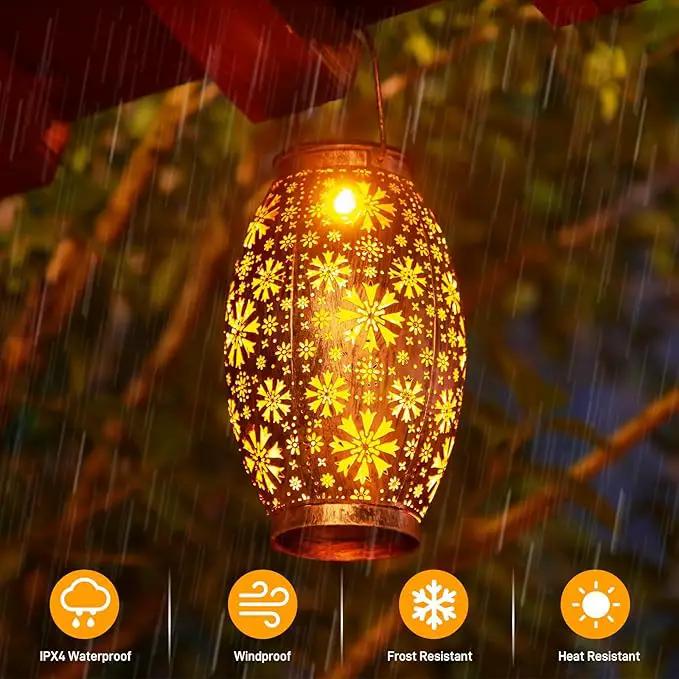 Solar Lanterns Outdoor Waterproof - 2 Pack Hanging Solar Lights Outdoor, Halloween Decorative Retro Metal Lanterns with Handles for Yard, Patio, Tabletop, Pathway, Gardening Gifts for Women Men by GreenHaven Gardens