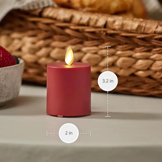 Luminara Outdoor Votive Flameless LED Candle, Cherry Red 2" x 3.2", Moving Flame Battery Operated Timer Remote Ready IPX4 Matte Plastic Finish by GreenHaven Gardens