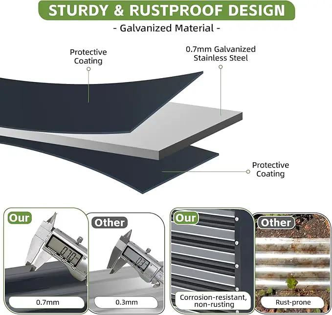 4x2x2ft Raised Garden Bed - Galvanized Deep Root Planter Boxes Outdoor with Wing Nuts and Safety Edges for Gardening Vegetables, Flowers, Herbs, Succulents - Gray by GreenHaven Gardens