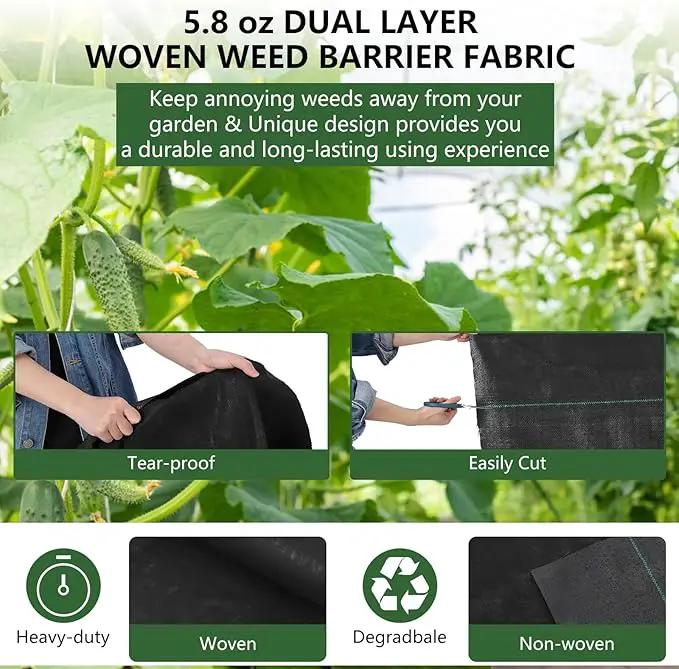 Broadfashion Woven Landscape Fabric 5.8oz, 3 x 300FT Weed Fabric Barrier, Double Layer, Garden Fabric Weed Barrier, Weed Control Fabric Ground Cover, Gardening Mat for Garden Beds, Landscaping by GreenHaven Gardens