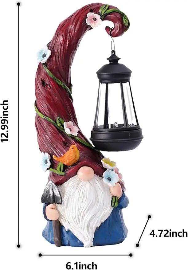 Gnome Garden Decor Statue Solar Gnomes Decorations for Yard with Lantern Light Outdoor Decorations for Patio Mom Gift by GreenHaven Gardens