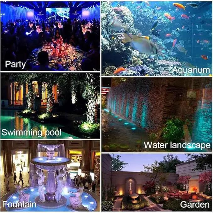 RGB Pond Lights, Underwater LED RGB Colored Fountain Lights IP68 Waterproof Spotlight Timing Adjustable Submersible Spot Lights for Fish Pond Garden Waterfall (Set of 8) by GreenHaven Gardens