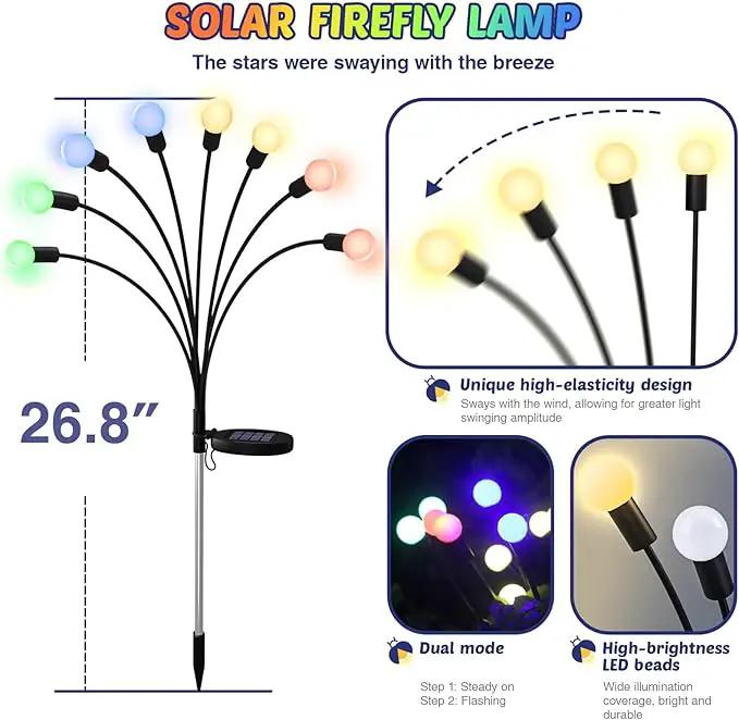 Solar Firefly Lights 2 Pack 16 LED Lights 2 Lighting Modes for Garden,Patio and Yard Solar-Powered LED Lights (Multi-Colored, 2) by GreenHaven Gardens
