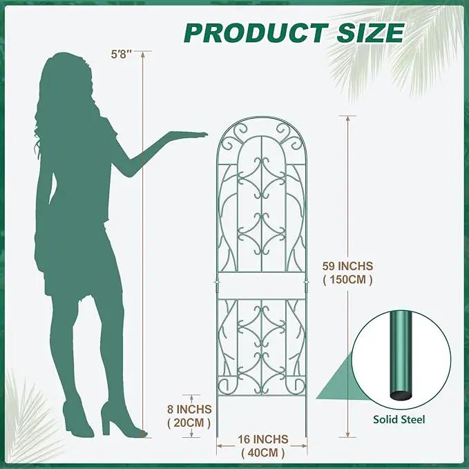 4 Pack Metal Garden Trellis for Climbing Plants,Green Metal Garden Trellis for Vines Plant Rose Vegetable Support,Large Decorative Outdoor Trellis by GreenHaven Gardens