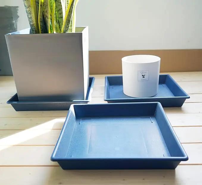 Square Plant Saucer 6 Inch 5 Pack6 8 12 14 16 18 20 Plant Trays for Pots, Flower Pot No Holes Plant Drip Trays,Heavy Duty Plastic Plant Saucers for Indoors Outdoors by GreenHaven Gardens