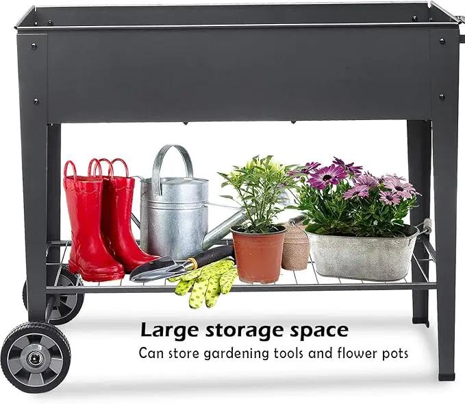 Raised Planter Box with Legs Outdoor Elevated Garden Bed On Wheels for Vegetables Flower Herb Patio by GreenHaven Gardens