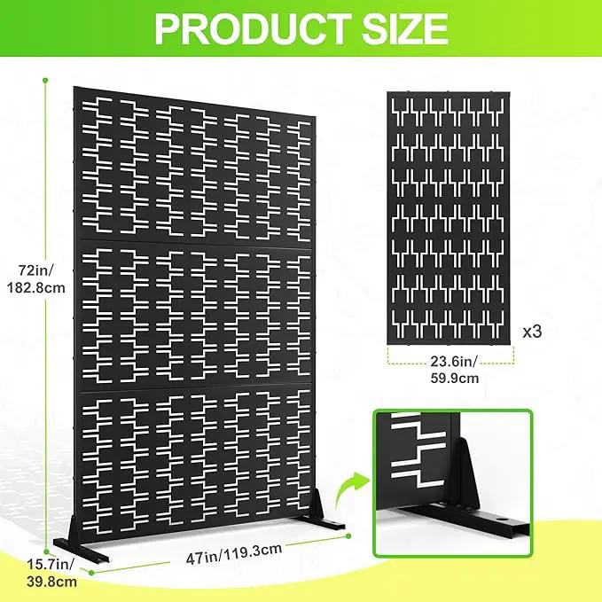 Outdoor Privacy Screen,72" H×47" W Metal Privacy Screen, Freestanding Privacy Fence Panels for Patio by GreenHaven Gardens
