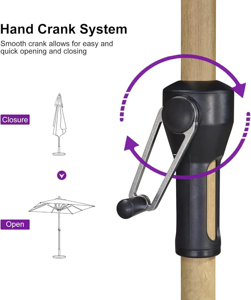 PURPLE LEAF 6' x 6' Square Outdoor Umbrella with Base Outdoor Table Umbrella Aluminum Patio Umbrella with Push Button Tilt & Crank and 8 Ribs Market Umbrella for Pool Backyard Beach, Taupe by GreenHaven Gardens