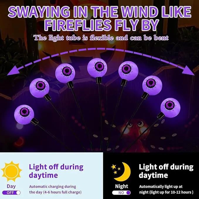 Aogist Halloween Decorations Eyeball Swaying Firefly Light Bright Long Standby Time Waterproof Outdoor Lights for Beautiful Spaces Garden Yard Lawn Pathway Porch Party Decor (Purple, 4 Pack-24 LEDs) by GreenHaven Gardens