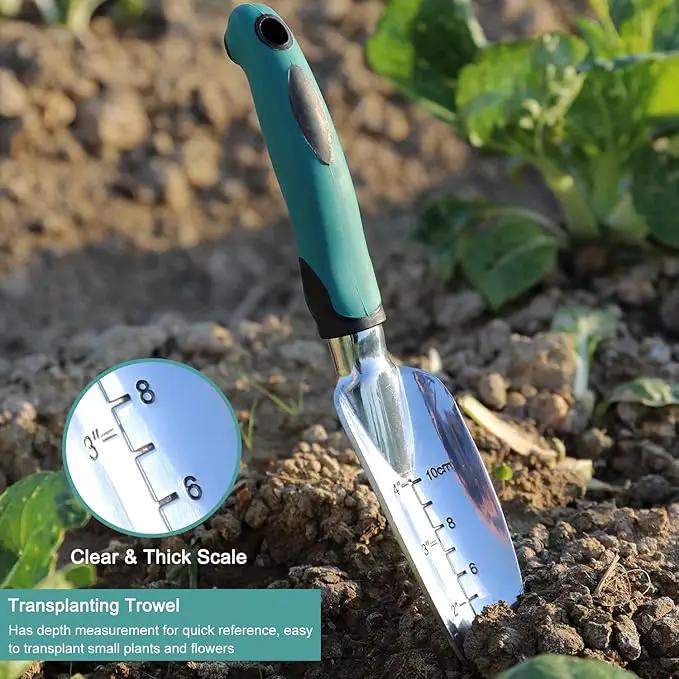 FANHAO Garden Tools Set, 3 Piece Heavy Duty Gardening Tools Cast Aluminum with Soft Rubberized Non-Slip Handle, Durable Garden Hand Tools Garden Gifts for Men Women by GreenHaven Gardens