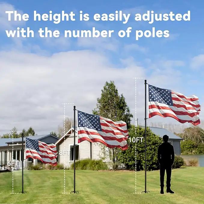 ZMTECH 10 FT Flag Pole in Ground, Heavy Duty Flag Pole Holder for Outside House with 5 Pronges Base, Extra Thick Flag Pole Kit for Yard Outdoor Garden Decor Residential Commerical(1 Pack,without Flag) by GreenHaven Gardens