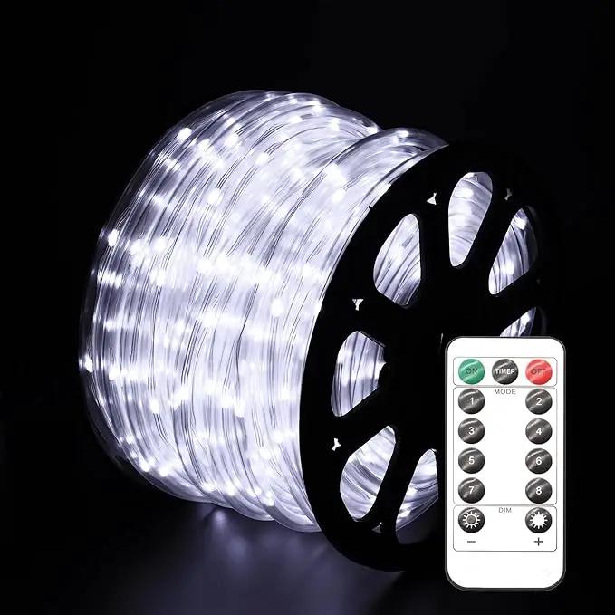 LED Rope Lights for Outside 20Ft Waterproof Led Rope Lighting 86 LEDs 110V 8 Modes Remote Control Timer Led Strip Light for Indoor Outdoor Party Holiday Garden Decoration (White) by GreenHaven Gardens