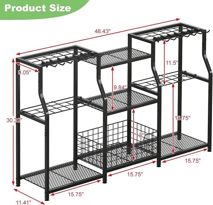 keomaisyto Garden Tool Organizer, Heavy Duty Yard Tool Tower Rack for Garage Organization and Storage, 3 Tier Utility Garden Tool Rack with hooks for Garden/Shed/Garage/Yard/Basement/Lawn by GreenHaven Gardens