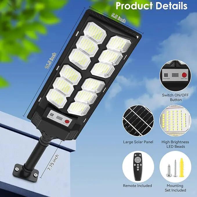 2 Pack Solar Street Lights Outdoor Waterproof 6500K 13000LM LED Solar Flood Lights Dusk to Dawn Parking Lot Light with Motion Sensor and Remote Control for Commercial Area Lighting Yard by GreenHaven Gardens