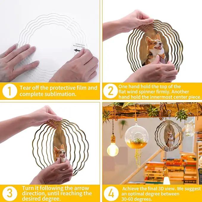 Remiawy Sublimation Wind Spinner Blanks, 6 Pack 10 Inch 3D Aluminum Metal Hanging Wind Spinners Sublimation Blanks Kinetic Sculpture DIY Crafts for Yard Garden Indoor Outdoor Porch Decoration Round by GreenHaven Gardens