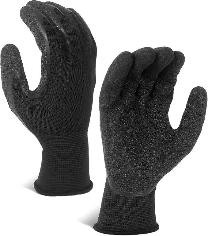 Evridwear Crinkle Latex Rubber Hand Coated Safety Work Gloves for Men Women General Multi Use Construction Warehouse Gardening Assembly Landscaping (L-Size) 12 Pairs Pack by GreenHaven Gardens