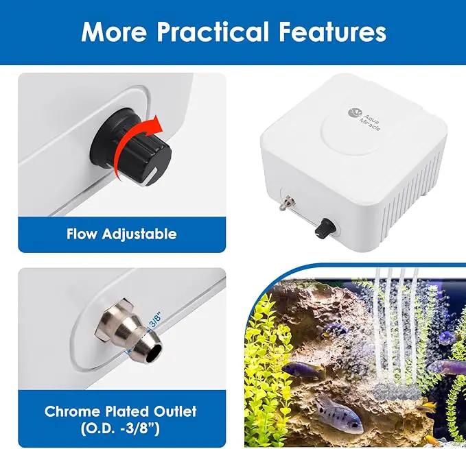 AquaMiracle Pond Aeration Kit Pond Air Pump Koi Pond Aerator for Pond up to 3000 Gallons Pond Deicer All-in-One Pond Aeration System with 4-Outlet Airline Tubing Air Stones Check Valves by GreenHaven Gardens