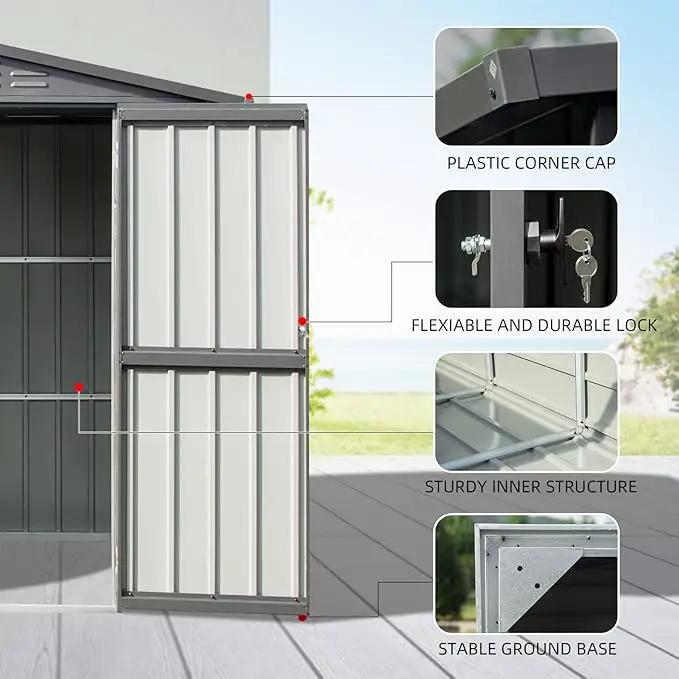 Domi Outdoor Storage Shed 6.5' x 4.2', Metal Waterproof Tool Shed Utility Storage House with Double Lockable Doors & Air Vent for Garden Backyard Patio Lawn by GreenHaven Gardens