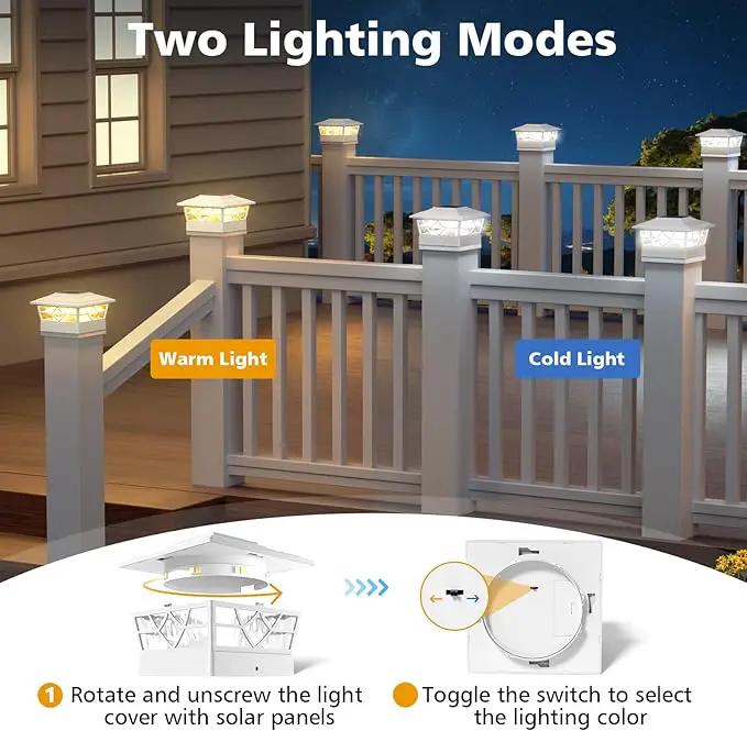 NIORSUN Solar Post Lights Outdoor 6 Pack, 2 Modes LED, Deck Fence Post Solar Lights for 3.5x3.5 4x4 5x5 5.5x5.5 Caps Patio Garden Decoration, White by GreenHaven Gardens