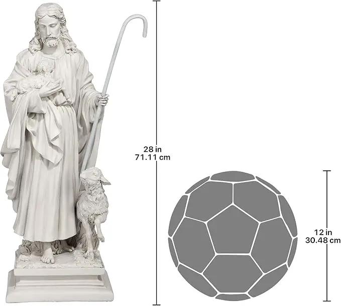 Design Toscano EU1785 Jesus The Good Shepherd Religious Garden Statue, 12 Inches Wide, 8 Inches Deep, 28 Inches High, Antique Stone Finish by GreenHaven Gardens