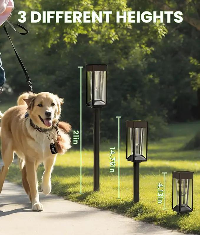 Bright Solar Lights Outdoor 4 Pack, 2-in-1 Warm&Cool Solar Pathway Lights Waterproof IP65, Auto On/Off, Long Lasting Outdoor Light for Yard Patio Garden Decor Landscape Lighting by GreenHaven Gardens