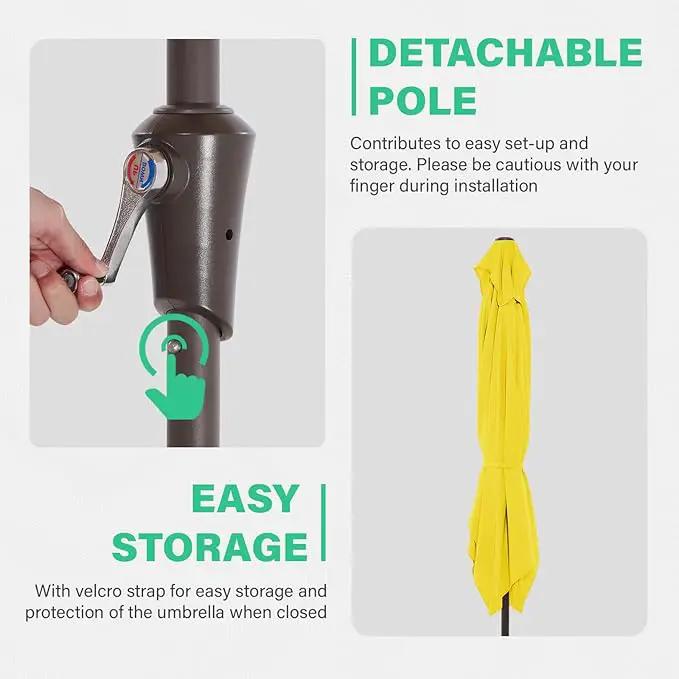 JEAREY 6.5x10 ft Rectangular Patio Umbrellas Outdoor Market Umbrella with Push Button Tilt and Crank, Rectangle Table Umbrella 6 Sturdy Ribs UV Protection for Pool Garden Backyard Deck, Yellow by GreenHaven Gardens