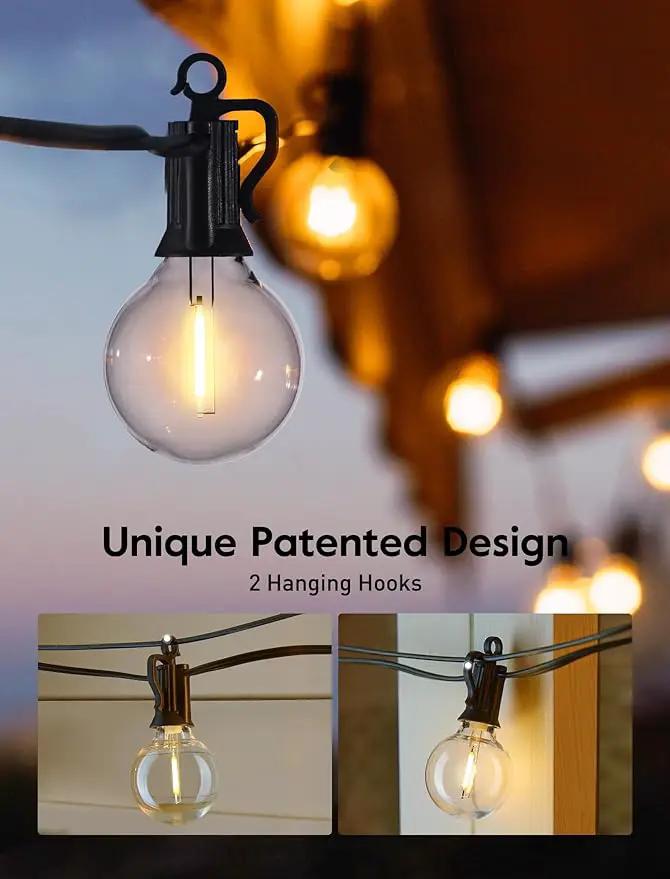 Outdoor String Lights 60 Feet G40 Globe Patio Lights with 32 Edison Shatterproof Bulbs(2 Spare), Waterproof Connectable Hanging Christmas Light for Backyard Porch Balcony Party Xmas Decor by GreenHaven Gardens