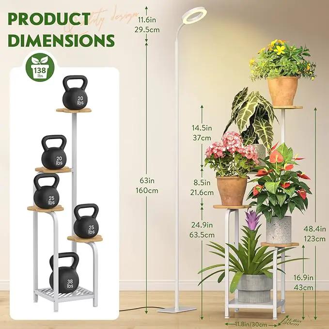 TOSKING 48" Tall Plant Stand Indoor with Full Spectrum LED Grow Lights & Timer – 5-Tier Corner Plant Shelf for Home, Office, Balcony (Grow Light 5 Tier-White) by GreenHaven Gardens