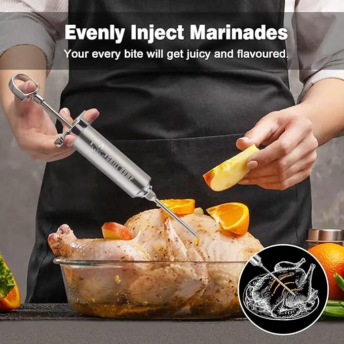 Meat Injector Syringe Kit with 3 Professional Marinade Injector Needles for BBQ Grill Smoker, Turkey and Brisket; 2-oz Large Capacity, Including Paper User Manual, Recipe E-Book (PDF) by GreenHaven Gardens