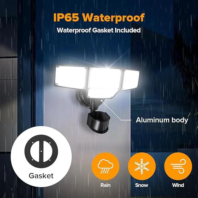 LUTEC 80W 9000LM LED Security Lights Motion Sensor Outdoor Lights, 4 Head LED Flood Light Outdoor 5000K Daylight, IP65 Waterproof, Motion Detected Light for Outside, Garage, Yard - 2 Pack (Black) by GreenHaven Gardens
