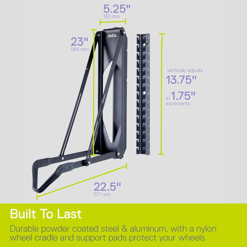 Pivot Bike Storage Rack by Delta Cycle - Bike Rack Garage Wall Mount Swivels to Save Space - No Lifting Required Vertical Bike Rack - Indoor Bike Storage Wall Hanger Holds Up to 100 lbs by GreenHaven Gardens