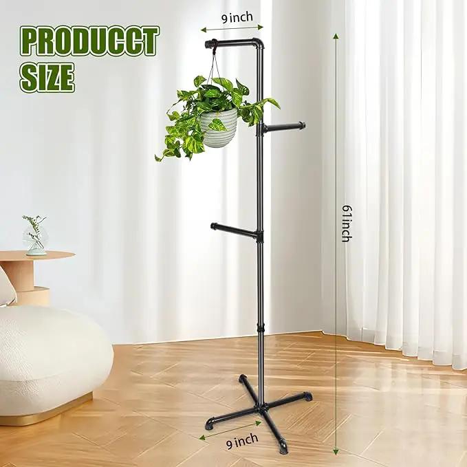 Hanging Plant Stand,Plant Hanger Indoor,Corner Hanging Plant Stand, Black Metal Hanging Plant Holder for Indoor Plants,Hanging Planter for Bedroom Living Room Garden Balcony by GreenHaven Gardens