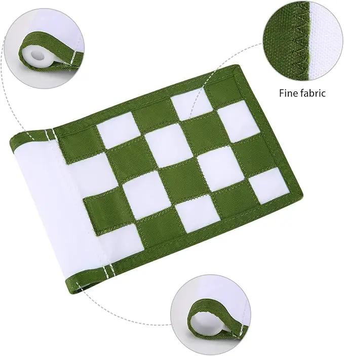 Golf Flag,Green Golf Flags,Solid Nylon and Checkered Training Golf Putting Green Flags, Indoor Outdoor Backyard Garden Portable Golf Target Flags,8.7inch*6inch (White-Green) by GreenHaven Gardens