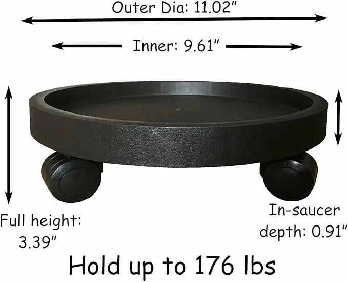 2 Pack of 11 Inch Heavy Duty Plant Caddy with Wheels,Rolling Plant Stand Pot Trolley,Wheeled Planter Saucer Tray,Potted Flower Mover Dolly with Casters Round Coaster for Indoor Outdoor by GreenHaven Gardens