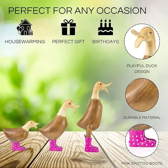 GUTE Duck Yard Decorations Yard Art Garden Puddle Ducks with Pink Spotted Wellies Boots, Valentine's Day Yard Statues, Duck Figurine Statue - Waterproof Indoor & Outdoor Lawn Ornament by GreenHaven Gardens