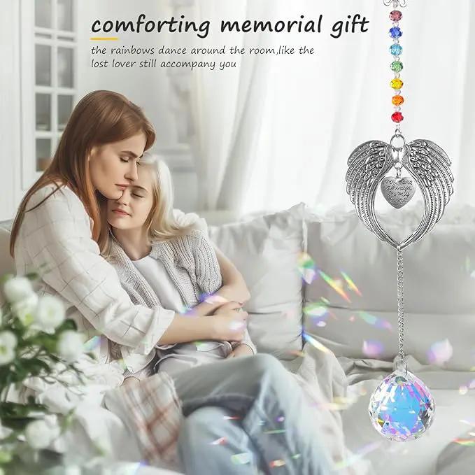 Memorial Gifts for Loss of Loved One Unique Sympathy Gifts Rainbow Sun Catcher Indoor Window Hanging Crystal Prism Grief Bereavement Gifts Ideas for Who Loss of Mom Dad (Silvery) by GreenHaven Gardens