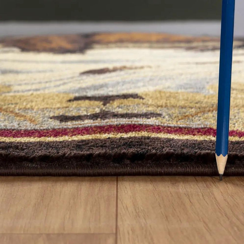 Nature's Nest - 5'3" X 7'3" Lodge Area Rug - Multi, Brown by HouseOfZazla