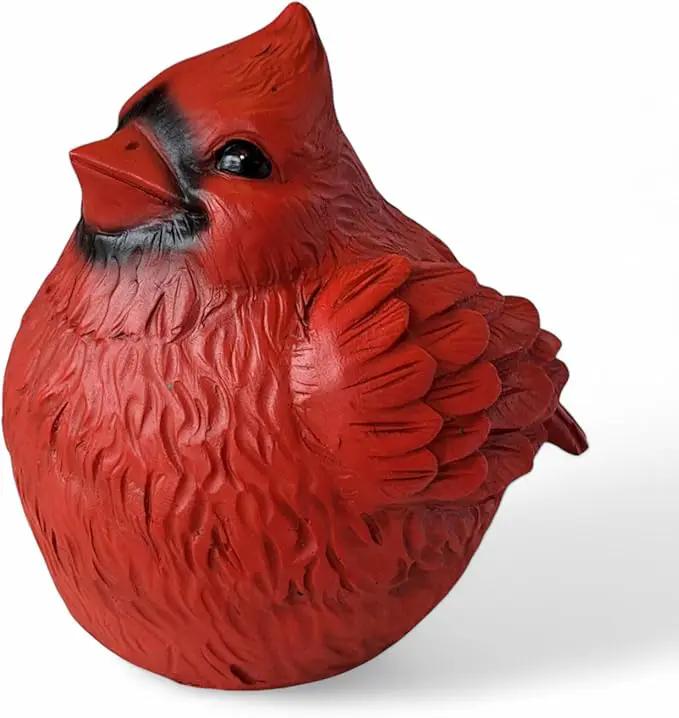 Stocky Cardinal Garden Statue and Key Hider - Hides a Secret Extra Hidden Key Outside in Garden, Yard or Porch by GreenHaven Gardens