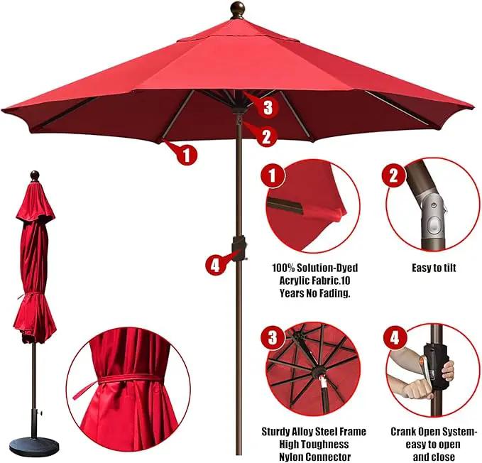 EliteShade USA 10-Year-Non-Fading 10Ft Market Umbrella Patio Umbrella Outdoor Table Umbrella with Ventilation, Logo Red by GreenHaven Gardens