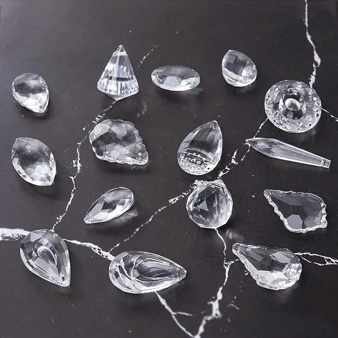 H&D 15pcs Clear Crystal Chandelier Lamp Lighting Drops Pendants Balls Prisms Hanging Glass Prisms Parts Suncatcher Home/House Decor by GreenHaven Gardens