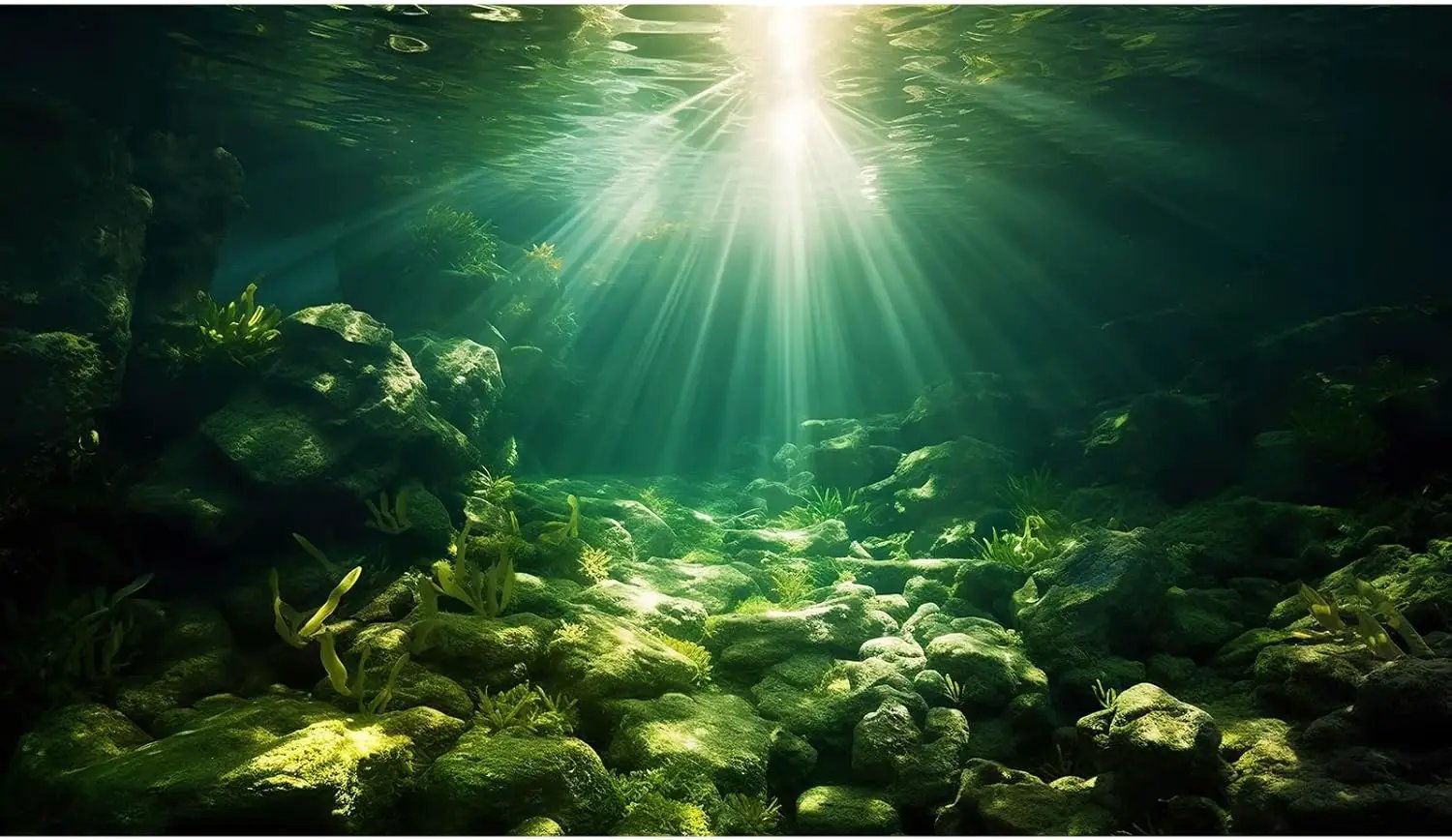 Underwater Sunray Aquarium Background Deep Ocean Rock Cave Fish Tank Background Under The Sea Coral Reef Aquarium Backgrounds Ocean Floor Tropical Fish Terrarium Backgrounds 30x18in by GreenHaven Gardens