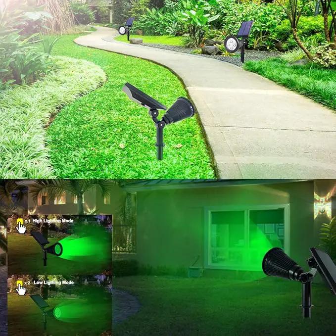 Clordeal Green Solar Spotlight, 2 in 1 Solar Powered LED Landscape Lights Outdoor, Waterproof 4 LED Solar Tree Uplight Garden Decorative Lighting (Green) by GreenHaven Gardens